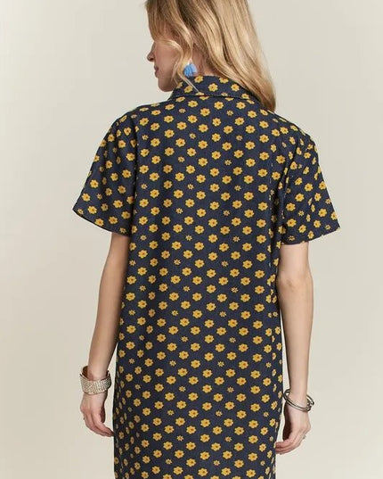 ADORA Floral Button - Up Mini Denim Dress - THE AMERICAN BLUE