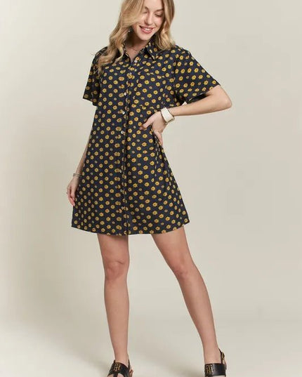 ADORA Floral Button - Up Mini Denim Dress - THE AMERICAN BLUE