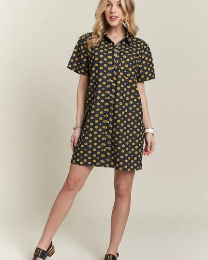ADORA Floral Button - Up Mini Denim Dress - THE AMERICAN BLUE
