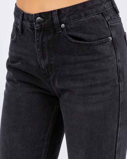 American Bazi High Waist Distressed Cropped Straight Jeans - THE AMERICAN BLUE