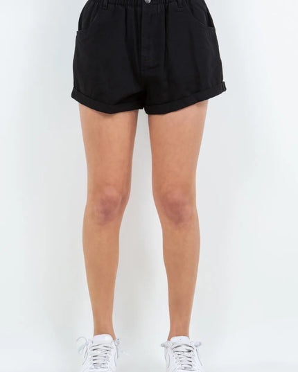 American Bazi High Waist Paper Bag Shorts - THE AMERICAN BLUE