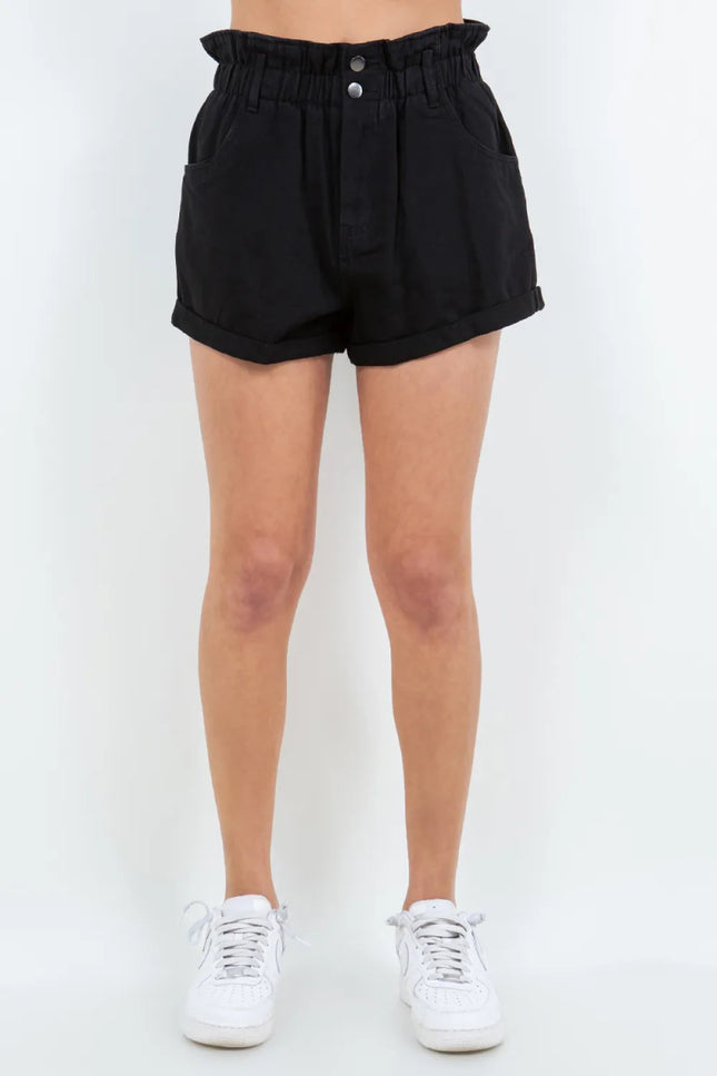 American Bazi High Waist Paper Bag Shorts - THE AMERICAN BLUE