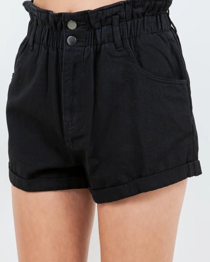 American Bazi High Waist Paper Bag Shorts - THE AMERICAN BLUE