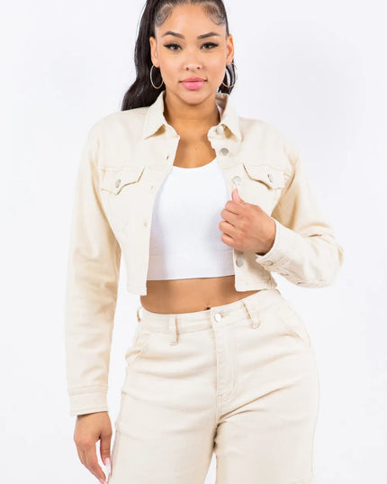 American Bazi Laced Back Cropped Jacket - THE AMERICAN BLUE