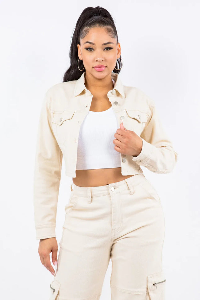 American Bazi Laced Back Cropped Jacket - THE AMERICAN BLUE