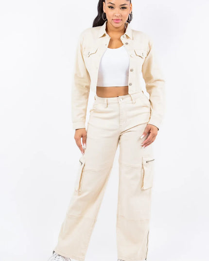 American Bazi Laced Back Cropped Jacket - THE AMERICAN BLUE