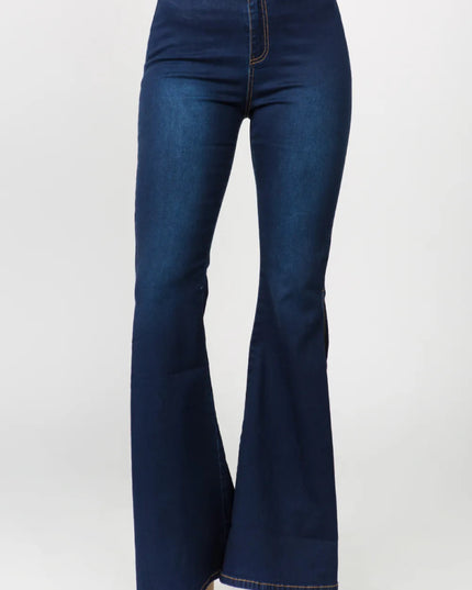 American Bazi Side Slit Flare Jeans - THE AMERICAN BLUE