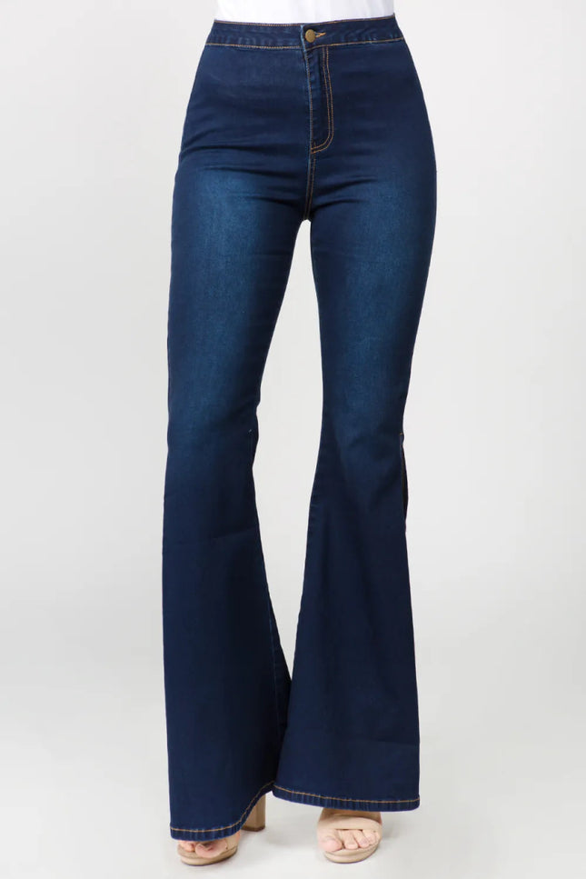 American Bazi Side Slit Flare Jeans - THE AMERICAN BLUE