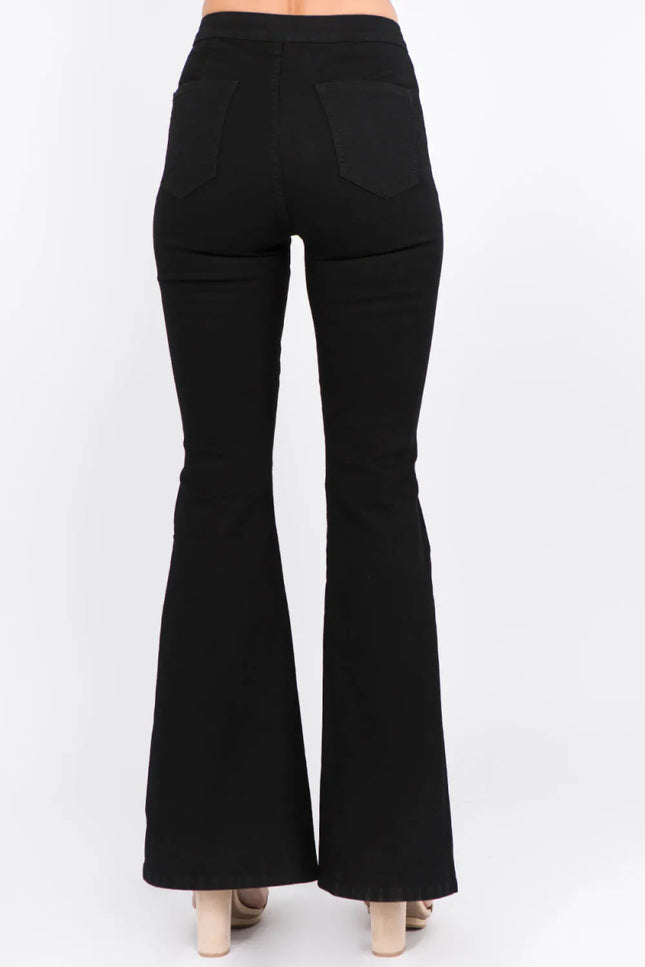 American Bazi Side Slit Flare Jeans - THE AMERICAN BLUE