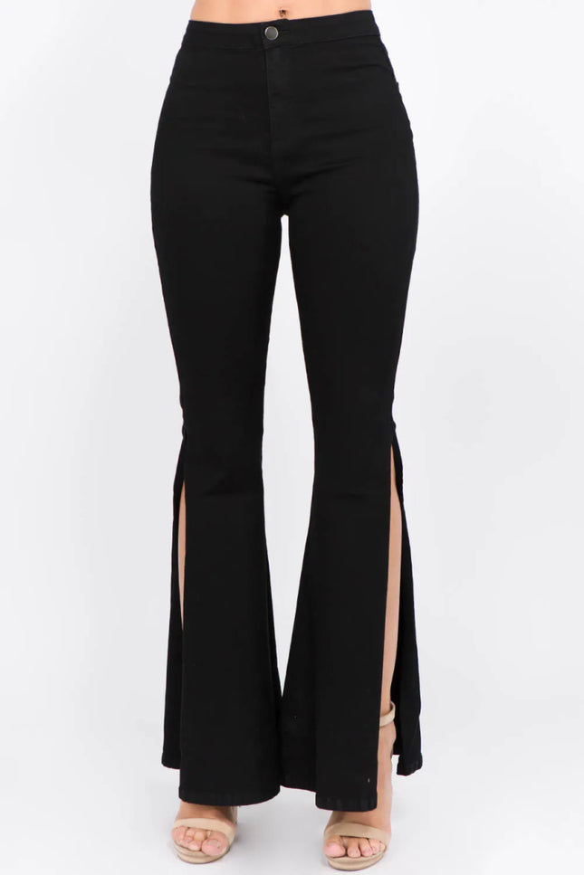 American Bazi Side Slit Flare Jeans - THE AMERICAN BLUE