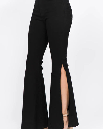 American Bazi Side Slit Flare Jeans - THE AMERICAN BLUE