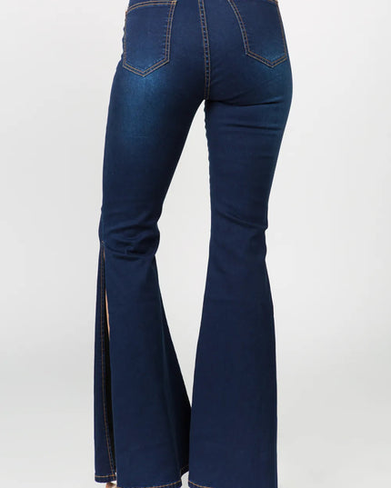 American Bazi Side Slit Flare Jeans - THE AMERICAN BLUE