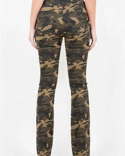 American Bazi V - Cut Ruched Camo Flare Pants - THE AMERICAN BLUE