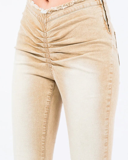 American Bazi V - Cut Ruched Flare Pants - THE AMERICAN BLUE