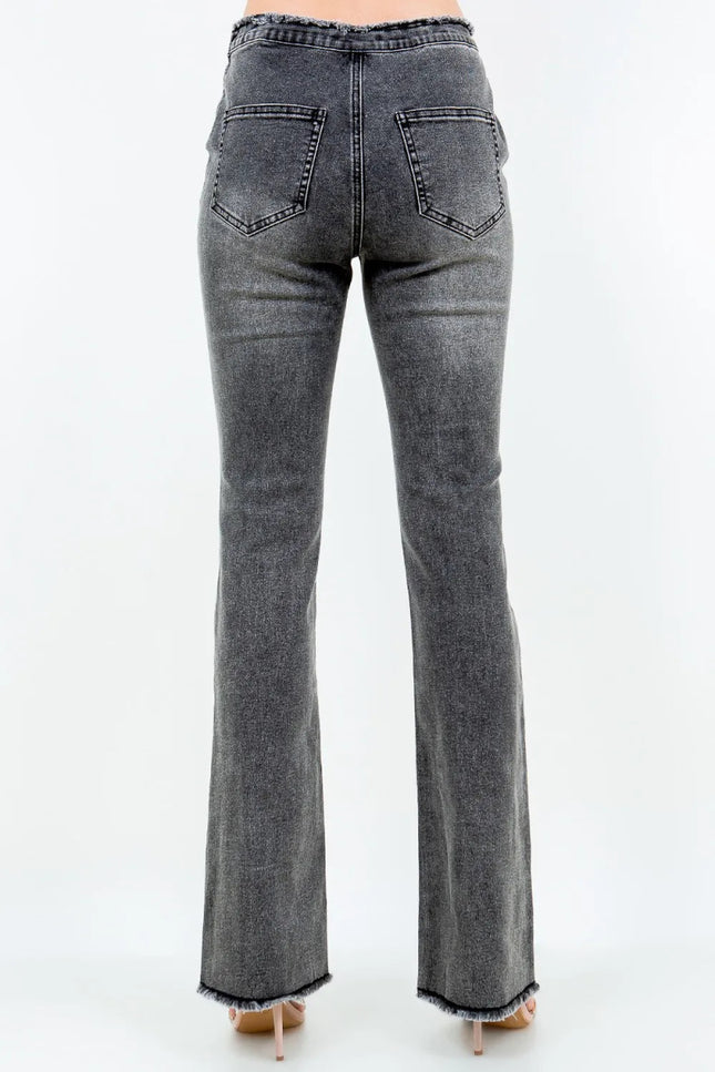 American Bazi V - Cut Ruched Flare Pants - THE AMERICAN BLUE