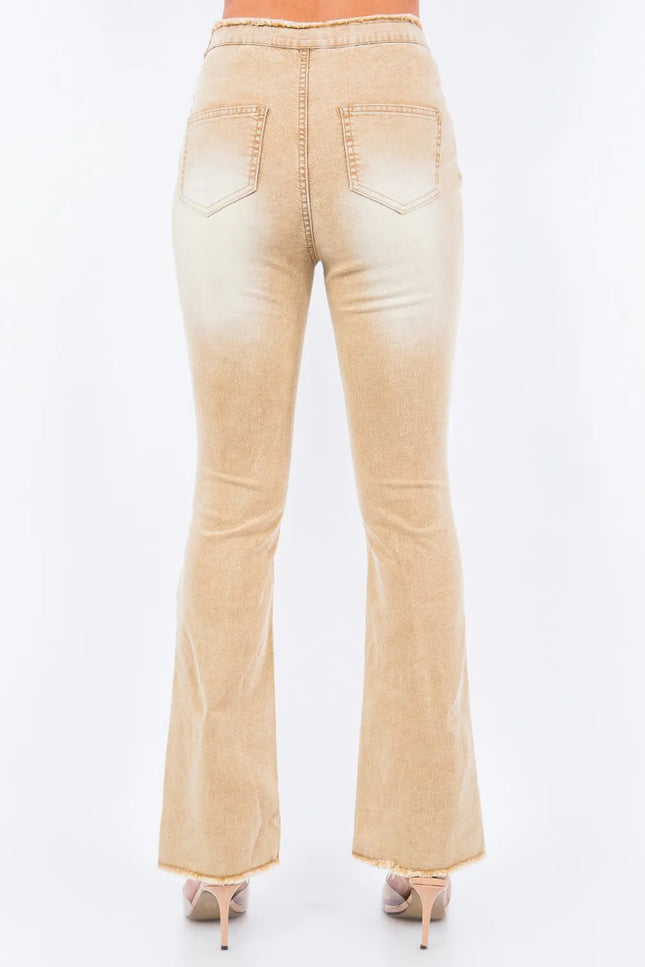 American Bazi V - Cut Ruched Flare Pants - THE AMERICAN BLUE