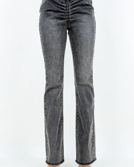 American Bazi V - Cut Ruched Flare Pants - THE AMERICAN BLUE
