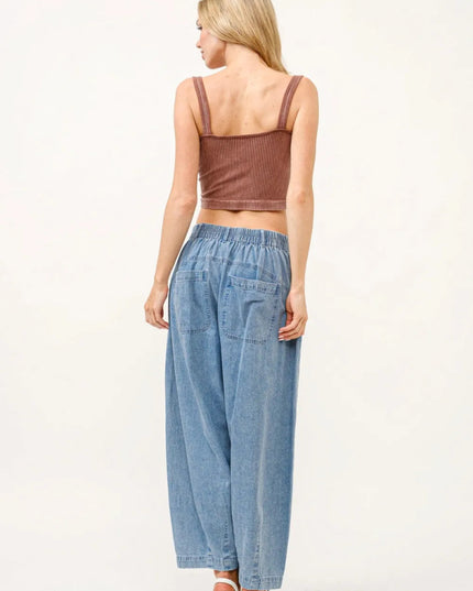 And The Why Elastic Back Pleated Baggy Jeans - THE AMERICAN BLUE