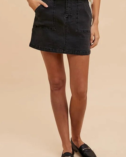Annie Wear Cargo Denim Mini Skirt - THE AMERICAN BLUE