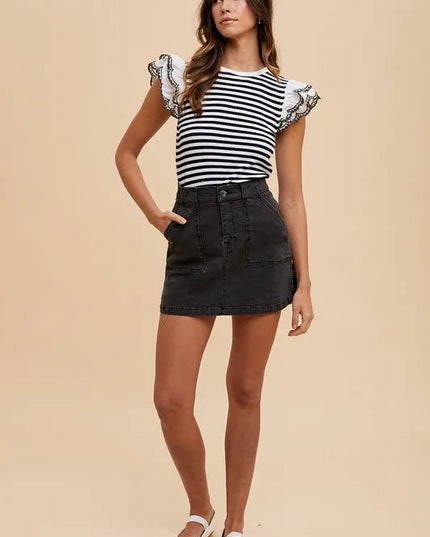 Annie Wear Cargo Denim Mini Skirt - THE AMERICAN BLUE