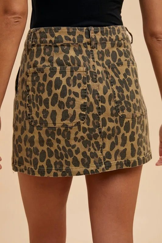 Annie Wear Leopard Denim Mini Skirt - THE AMERICAN BLUE