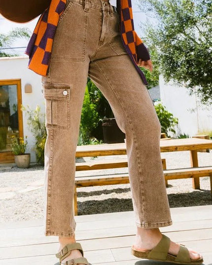 Annie Wear Straight Leg Jeans with Cargo Pockets - THE AMERICAN BLUE