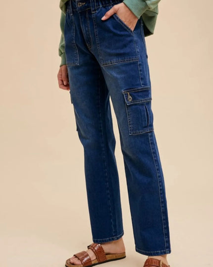 Annie Wear Straight Leg Jeans with Cargo Pockets - THE AMERICAN BLUE
