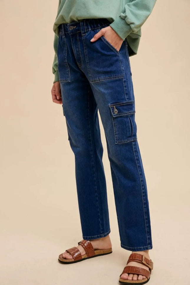 Annie Wear Straight Leg Jeans with Cargo Pockets - THE AMERICAN BLUE