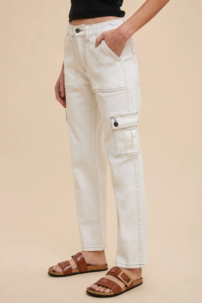 Annie Wear Straight Leg Jeans with Cargo Pockets - THE AMERICAN BLUE