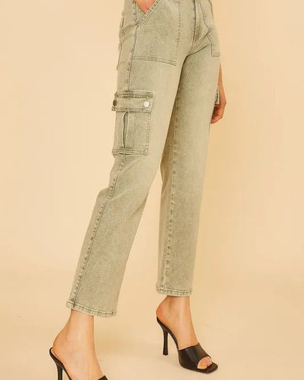 Annie Wear Straight Leg Jeans with Cargo Pockets - THE AMERICAN BLUE