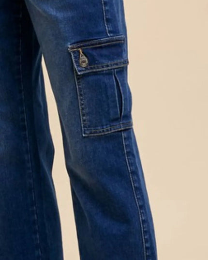 Annie Wear Straight Leg Jeans with Cargo Pockets - THE AMERICAN BLUE