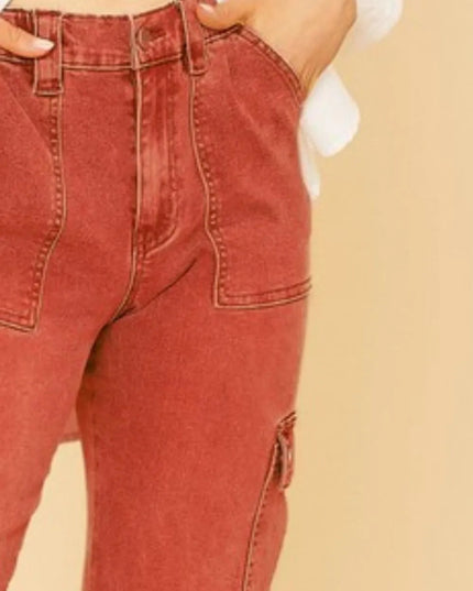 Annie Wear Straight Leg Jeans with Cargo Pockets - THE AMERICAN BLUE