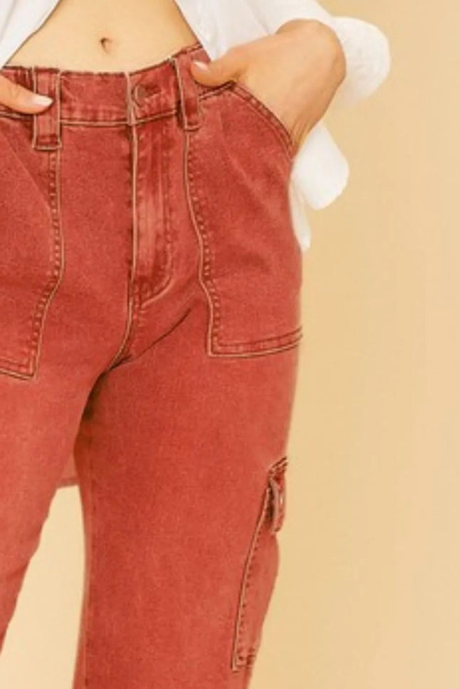 Annie Wear Straight Leg Jeans with Cargo Pockets - THE AMERICAN BLUE
