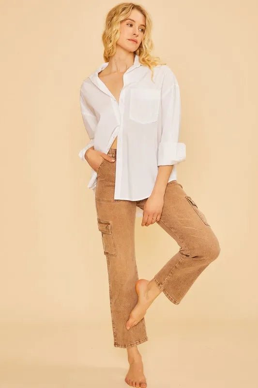 Annie Wear Straight Leg Jeans with Cargo Pockets - THE AMERICAN BLUE