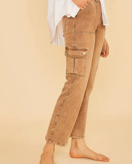 Annie Wear Straight Leg Jeans with Cargo Pockets - THE AMERICAN BLUE