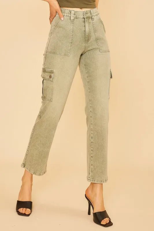 Annie Wear Straight Leg Jeans with Cargo Pockets - THE AMERICAN BLUE