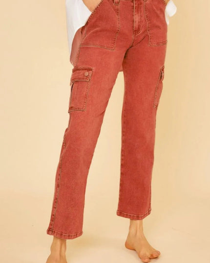 Annie Wear Straight Leg Jeans with Cargo Pockets - THE AMERICAN BLUE