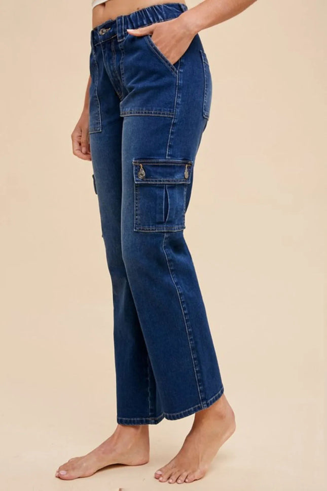 Annie Wear Straight Leg Jeans with Cargo Pockets - THE AMERICAN BLUE