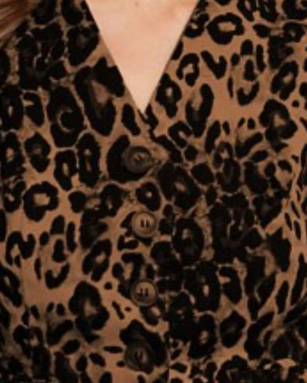 Annie Wear Stretch Leopard Denim Button Down Vest - THE AMERICAN BLUE