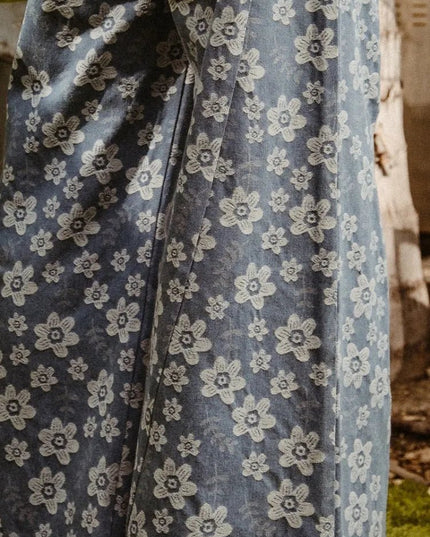 BiBi Floral Texture Wide Leg Jeans - THE AMERICAN BLUE