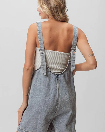 BiBi Patch Vintage Washed Denim Shortall - THE AMERICAN BLUE
