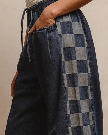 BiBi Washed Denim Mix And Match Long Pants - THE AMERICAN BLUE