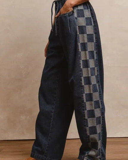 BiBi Washed Denim Mix And Match Long Pants - THE AMERICAN BLUE