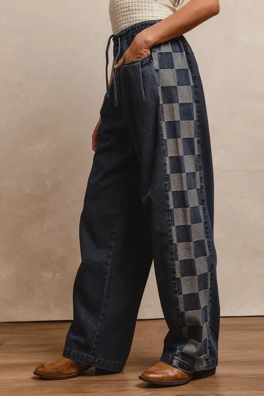 BiBi Washed Denim Mix And Match Long Pants - THE AMERICAN BLUE