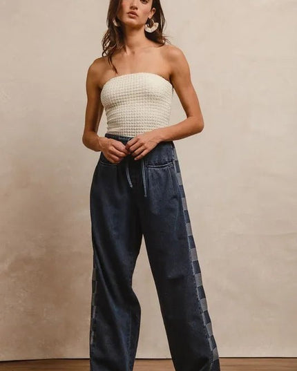 BiBi Washed Denim Mix And Match Long Pants - THE AMERICAN BLUE