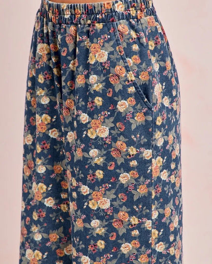 BiBi Washed Floral Print Wide Leg Jeans - THE AMERICAN BLUE