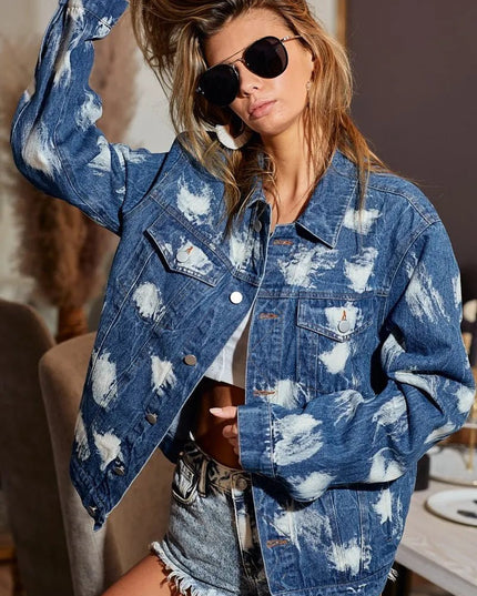 BiBi Washed Tie Dye Denim Jacket - THE AMERICAN BLUE