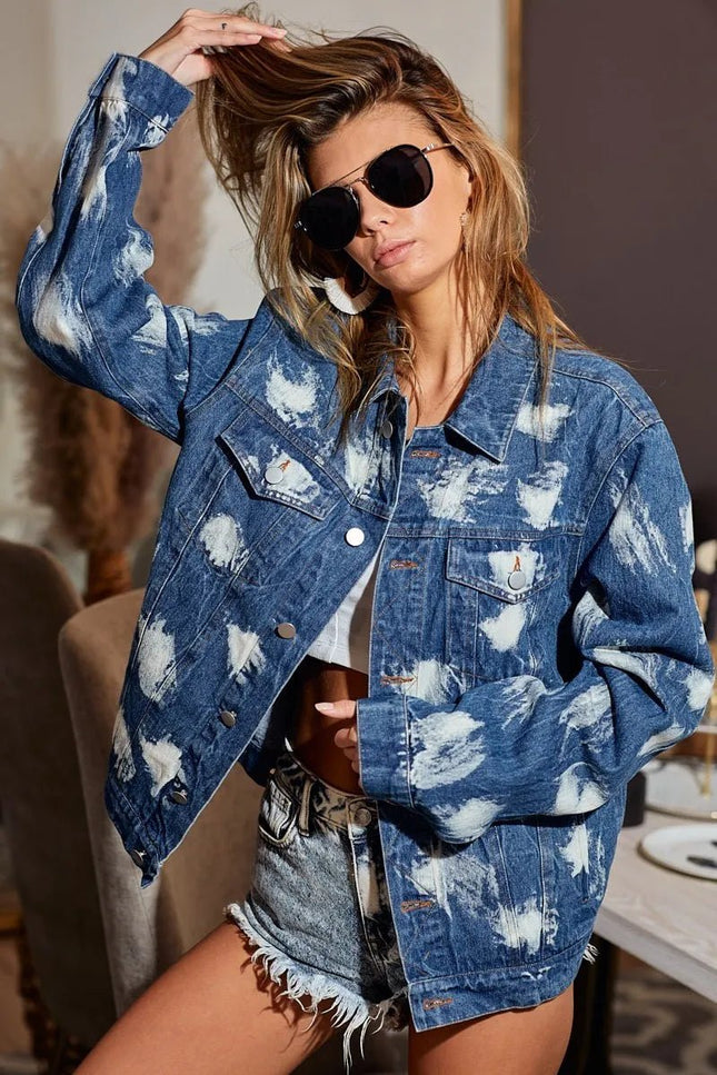 BiBi Washed Tie Dye Denim Jacket - THE AMERICAN BLUE