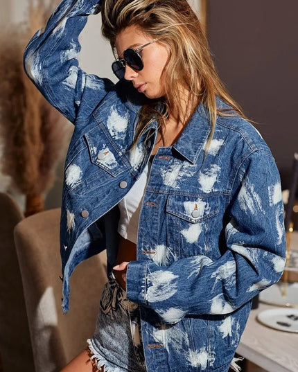 BiBi Washed Tie Dye Denim Jacket - THE AMERICAN BLUE