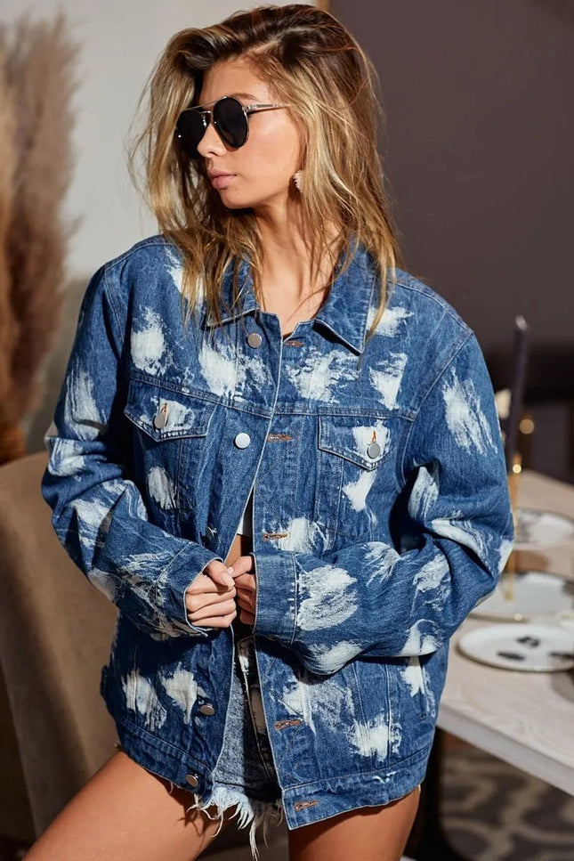 BiBi Washed Tie Dye Denim Jacket - THE AMERICAN BLUE